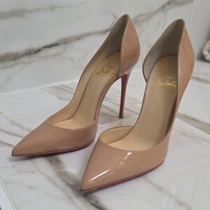Christian Louboutin Nude Kate Beige Patent Leather Heels NWOT Size 36 1/2